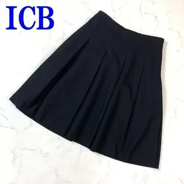 ICB 미디 스커트 울 안감 있음 플레어 블랙 6 C8534