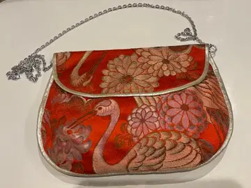 일본 의류용 가방 학과 꽃 자수 빨간색 설날 파티 앤티크