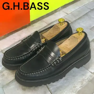 새상품급 G.H.BASS 코인 로퍼 화이트 스티치 탱크 밑창 25.5
