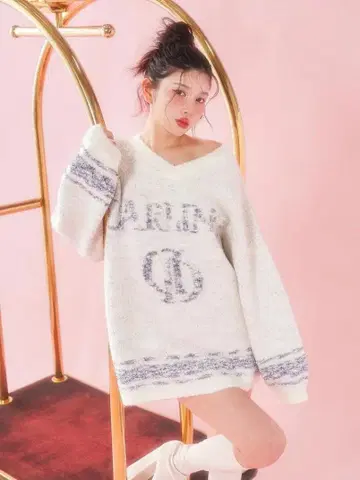 Darich 믹스 컬러 로고 니트 튜닉