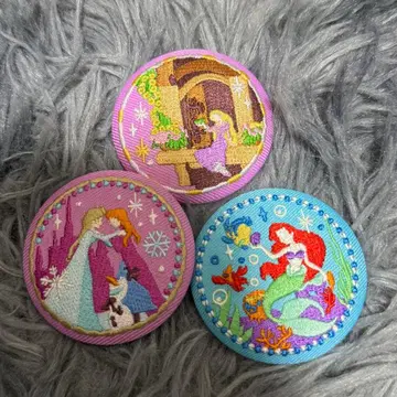 디즈니 자수 캔뱃지 프린세스 아리엘 엘사 안나 라푼젤