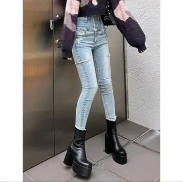 에모다 비대칭 레이스업 하이웨스트 페긴스