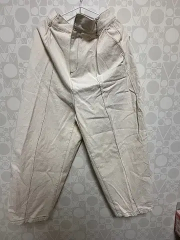 아이보리 코튼 100% 와이드 팬츠 M 사이즈