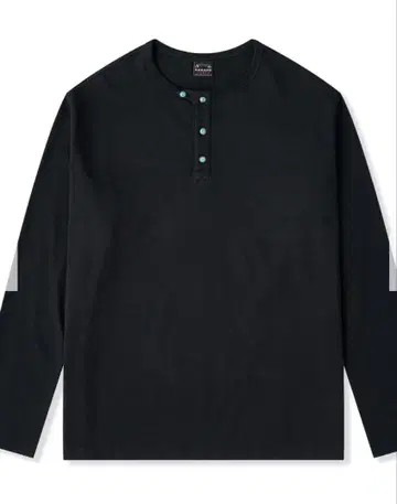 KARAKU 터콰이즈풍 버튼 부착 개량형 헨리넥 T셔츠