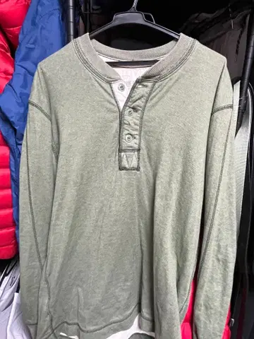 Eddie Bauer 헨리넥 T셔츠 L 올리브 그린