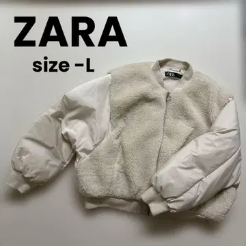 ZARA 여성용 보아 자켓 화이트 플리스 L 사이즈
