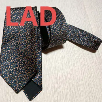 LAD 네이비 오렌지 패턴 넥타이