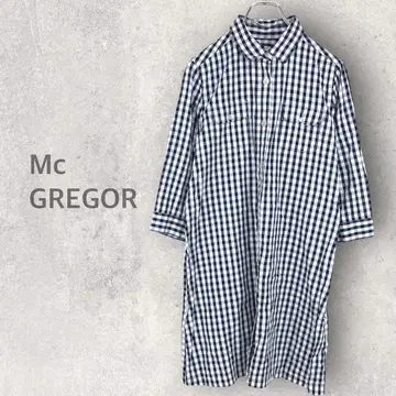 [맥그레거] 셔츠 원피스 L 깅엄 체크 면 100% 카라 부착 셔츠