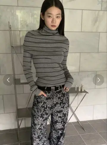 LONSLAN 니트 숄더 세트 상의 그레이