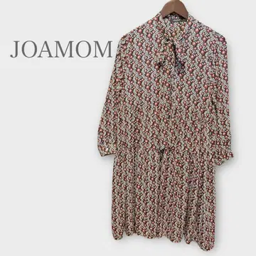 조아망 꽃무늬 보타이 롱 원피스 긴팔 얇은 소재 봄