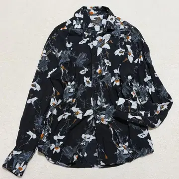 자라 긴팔 셔츠 플라워 프린트 꽃무늬 올 패턴 모드 고급 캐주얼 S