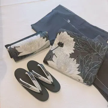 꽃무늬 기모노 세트 다크 네이비 프리 사이즈