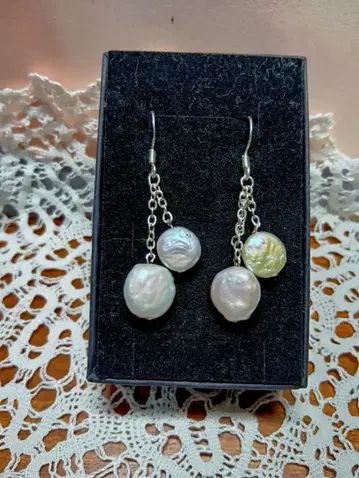 G-8 천연 담수 진주 체인 포함 귀걸이