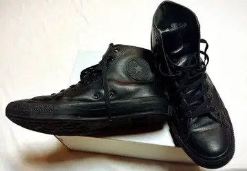 28cm Converse 컨버스 가죽 블랙 하이컷 스니커즈