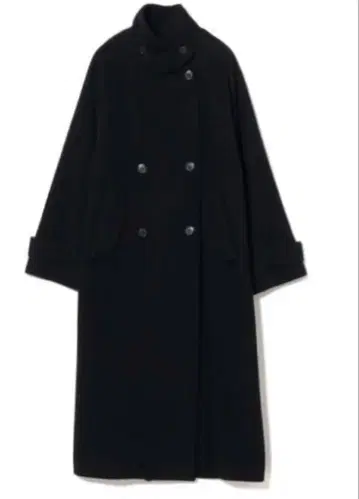 Ray BEAMS 스탠드 카라 더블 롱 코트