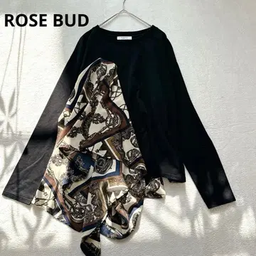 N19 ROSE BUD 이소재 도킹 풀오버 블랙 스카프 패턴