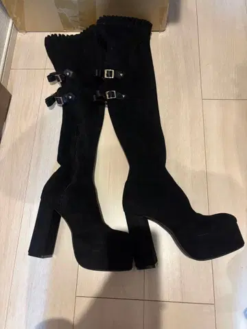 블랙 lizlisa 스웨이드 롱 부츠 플랫폼 힐 L