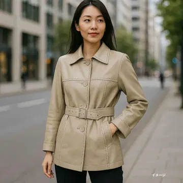 새상품급 카라 부착 스티치 램스킨 자켓 벨트 포함