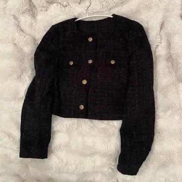 Louere 팬시 라메 트위드 숏 자켓 블랙 M