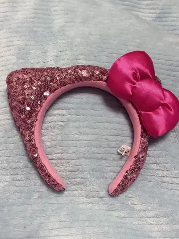 유니버셜 키티 머리띠 USJ 스팽글 핑크