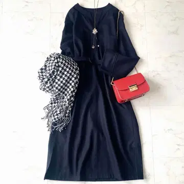 새상품급 매킨토시 철학 워셔블 울 스키퍼 원피스 다크 네이비