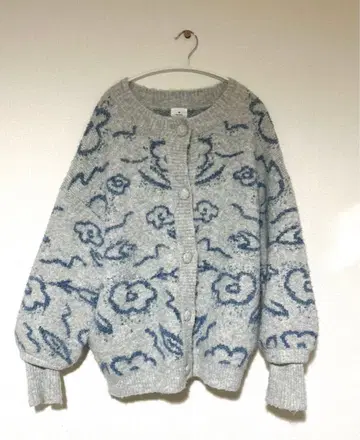 merry jenny flower 자카드 니트 가디건 블루