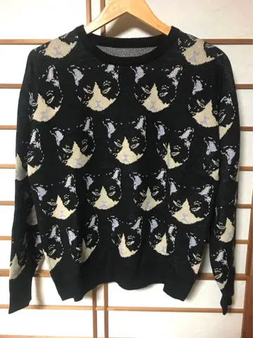 이짜카매니아 zootie 고양이 패턴 자카드 니트 풀오버