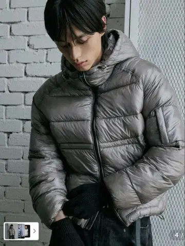 다운 자켓 라이트 그레이 노움코어 y2k