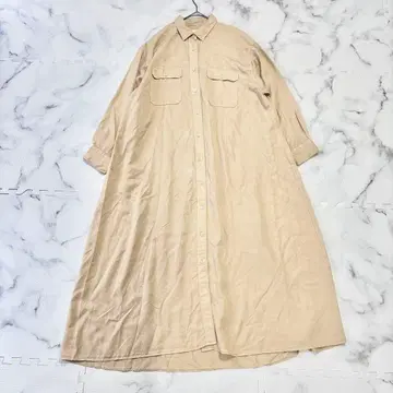 새상품급 FRAMeWORK 맥시 길이 셔츠 원피스 베이지 M
