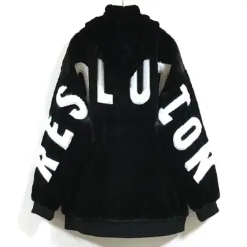 새상품 인조 모피 빅 실루엣 후드 자켓 남성용 블랙 M