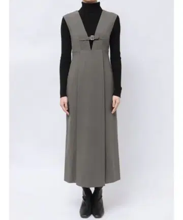 [ MURUA ] 프론트 벨트 오버롤 스커트