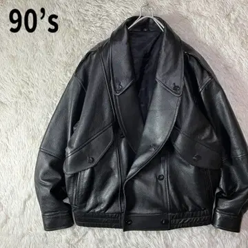 컨디션 최상 90s 가죽 자켓 더블 숏 기장 빈티지 가죽 자켓 M