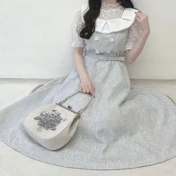 ananother angelus 썸머 트위드 스퀘어 칼라 원피스