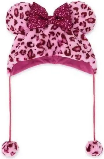 레오파드 미니 귀 달린 레오파드 무늬 모자 핑크
