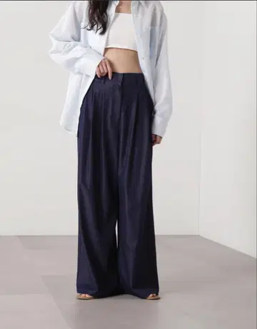 2025 데님 라이크 와이드 턱 팬츠 PS 작은 키 사이즈