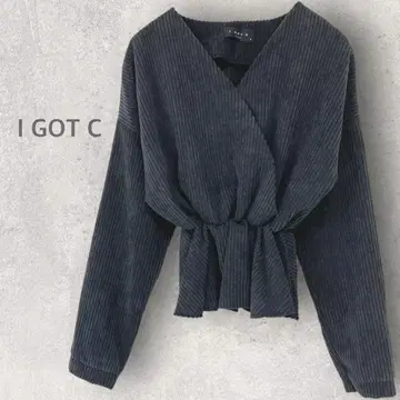 [ I GOT C ] 허리 크로스 니트 풀오버 L 코듀로이 리브