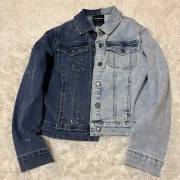 Desigual 스트레치 데님 자켓 XL 페인트풍