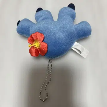 스티치 파란 손바닥형 스트랩 꽃 모티브 포함