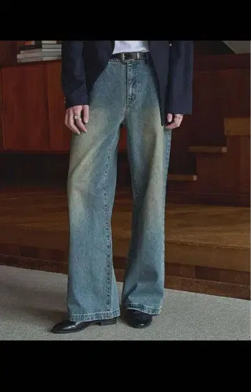 [ LURAKU ] 세미 플레어 워시 데님