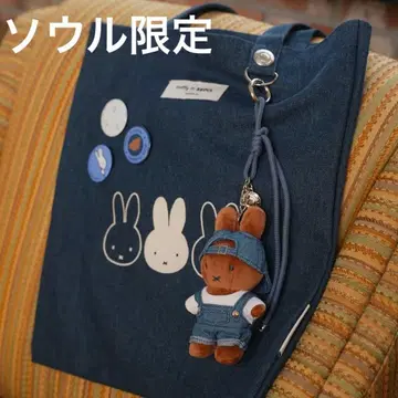 한국 서울 성수 한정판 미피 데님 에코백 네이비