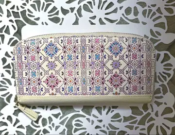 유젠 문고 플라워 가든 라운드 지퍼 장지갑 핑크