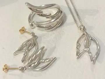 미래천사 실버 귀걸이 반지 목걸이 세트