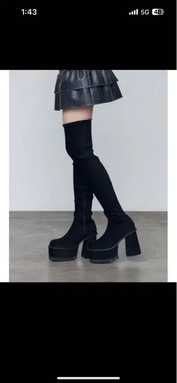 블랙 롱 부츠 플랫폼 힐