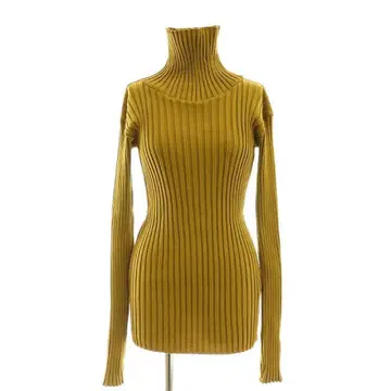 IIROT 이로트 리브 편직 터틀넥 스웨터 머스타드