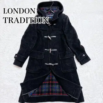 LONDON TRADITION 영국제 더플 코트 후드 소가죽 울 혼방