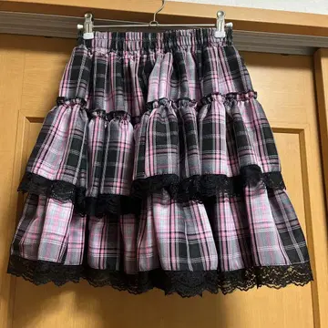 포근한 티어드 레이스 스커트 핑크 VOLCAN & APHRODITE