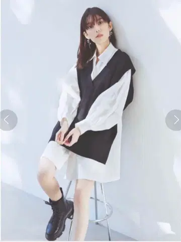 snidel 베스트 레이어드 원피스 블랙