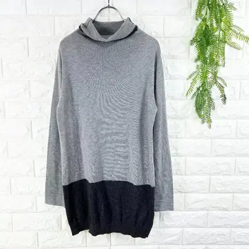 아르티자노 [ S.M ] 긴팔 니트 튜닉 원피스 터틀넥 구제 의류