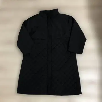 블랙 퀼팅 롱 코트