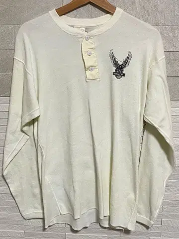 Healthknit 90s XL 크림색 긴팔 티셔츠